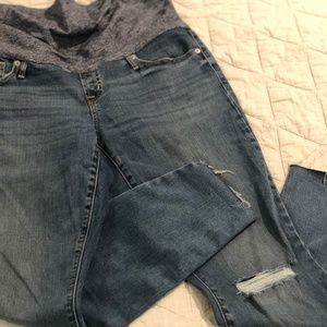 GAP Distressed Maternity Full Panel Jeans